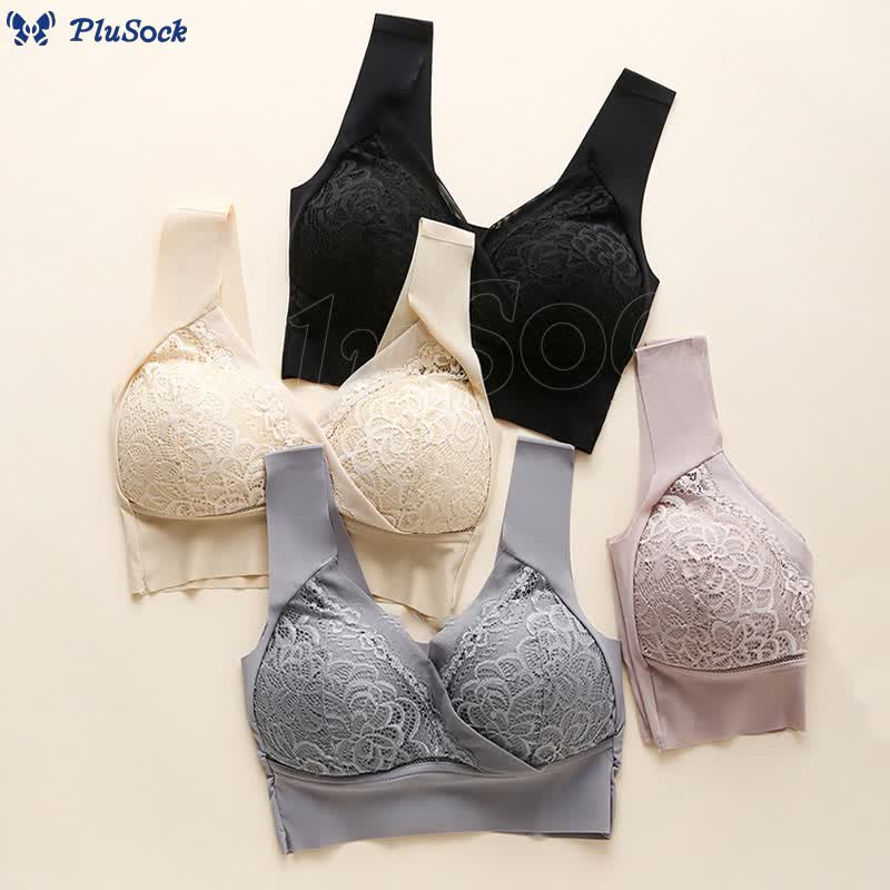 Plus Size Lace Seamless Wireless Bra