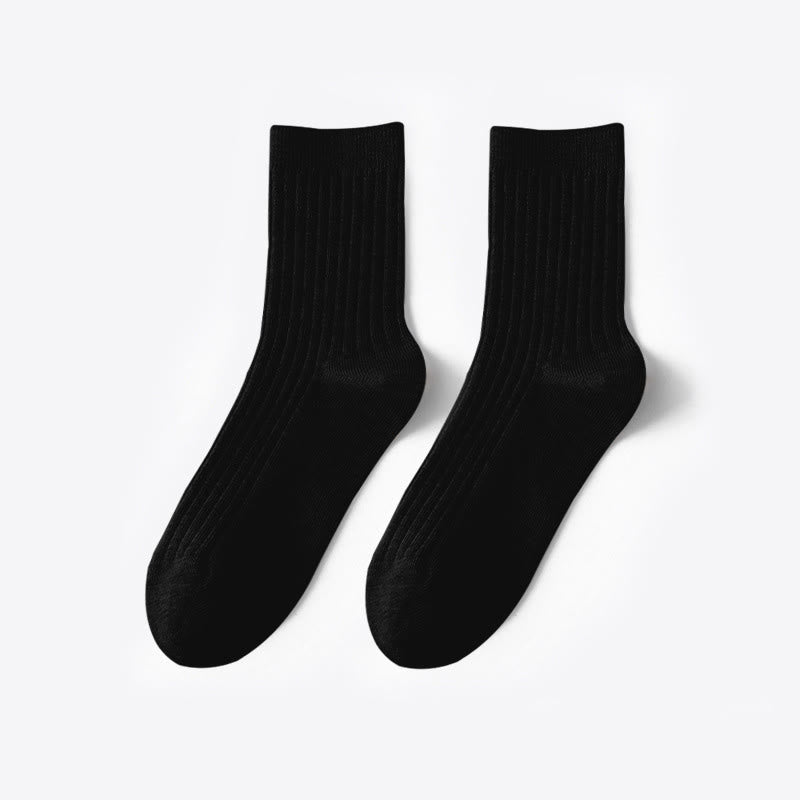 Solid Color Casual Cotton Quarter Socks(6 Pairs)