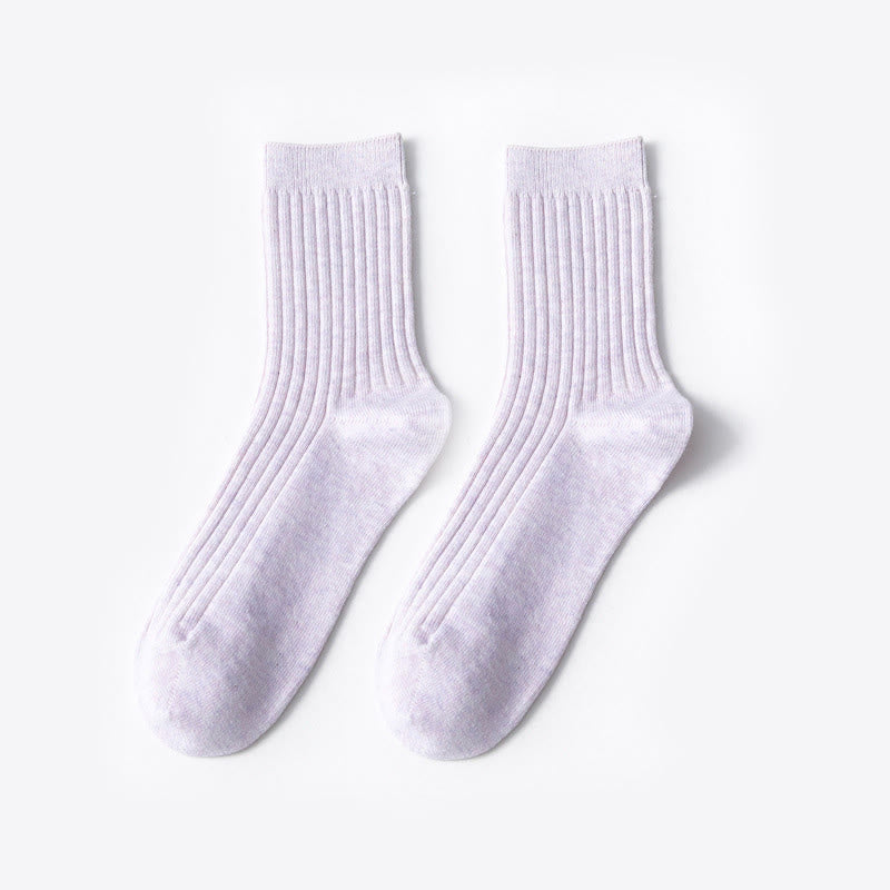 Solid Color Casual Cotton Quarter Socks(6 Pairs)