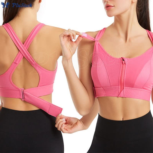 Plus Size Front Zipper Wireless Sports Bra