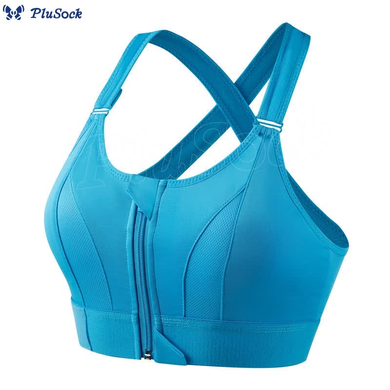 Plus Size Front Zipper Wireless Sports Bra