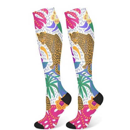 Cheetah Plant Compression Socks(3 Pairs)