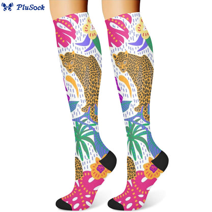 Cheetah Plant Compression Socks(3 Pairs)