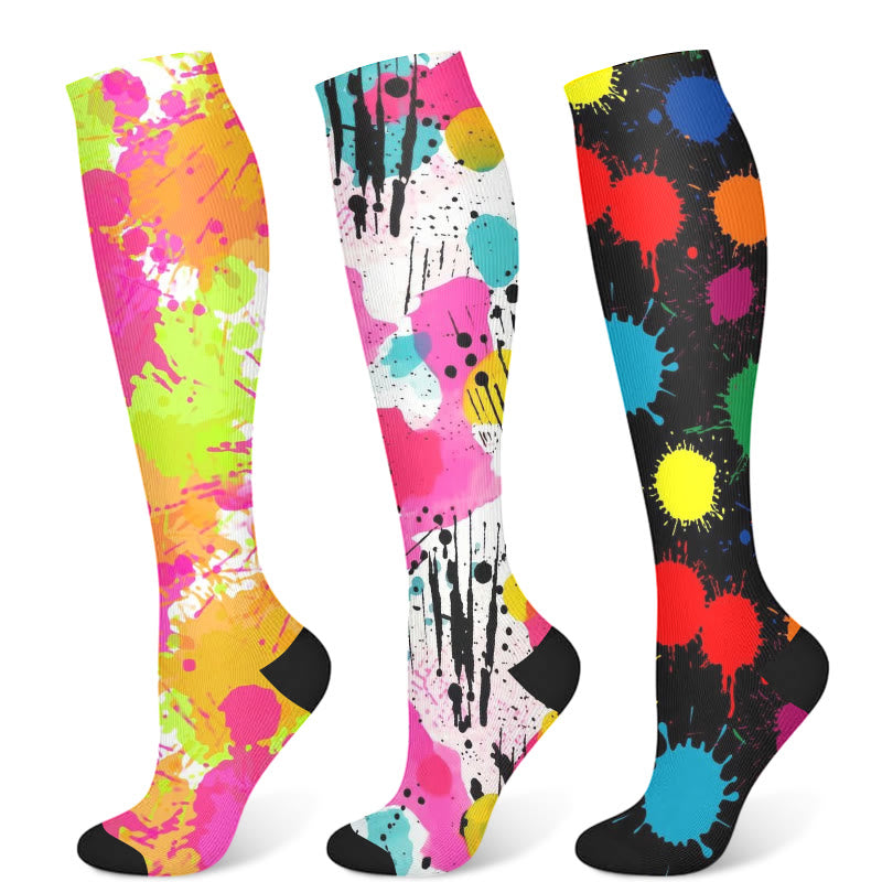 Graffiti Dot Compression Socks(3 Pairs)