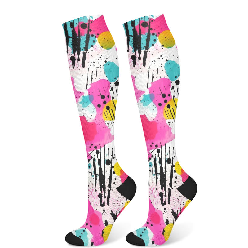 Graffiti Dot Compression Socks(3 Pairs)