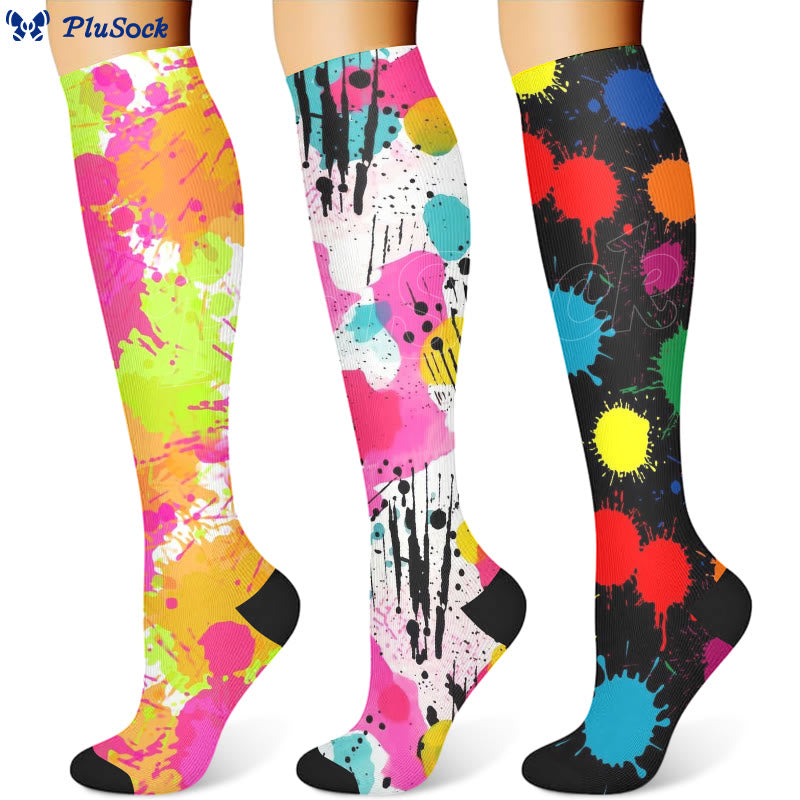 Graffiti Dot Compression Socks(3 Pairs)