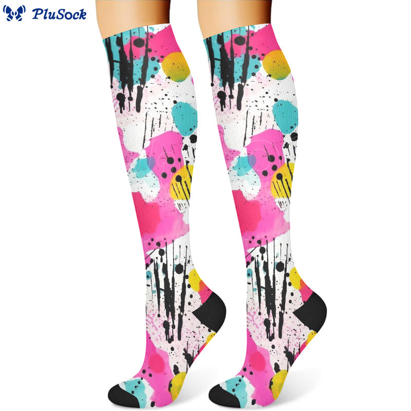 Graffiti Dot Compression Socks(3 Pairs)