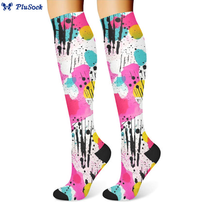 Graffiti Dot Compression Socks(3 Pairs)