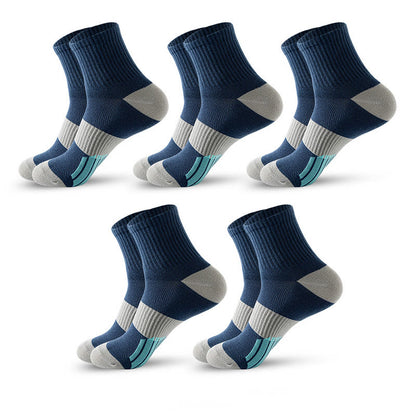 Plus Size Colorblock Basketball Quarter Compression Socks(5 Pairs)