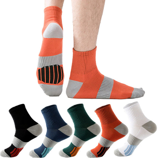 Plus Size Colorblock Basketball Quarter Compression Socks(5 Pairs)