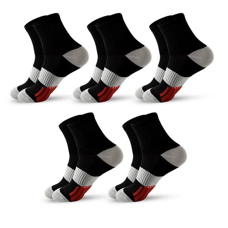 Plus Size Colorblock Basketball Quarter Compression Socks(5 Pairs)