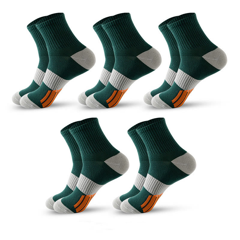 Plus Size Colorblock Basketball Quarter Compression Socks(5 Pairs)