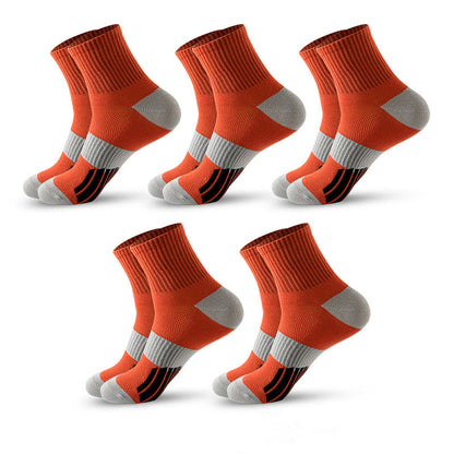 Plus Size Colorblock Basketball Quarter Compression Socks(5 Pairs)