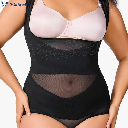 Plus Size Sexy Cross-strap Tummy Control Mesh Shapewear