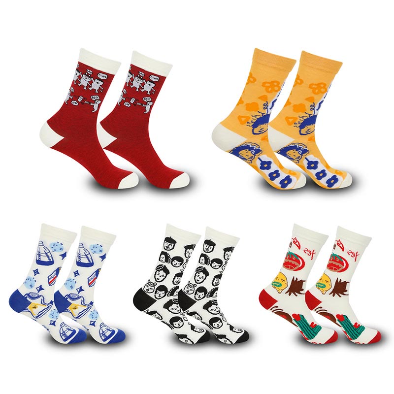 Plus Size Funny Patterns Quarter Socks(5 Pairs)