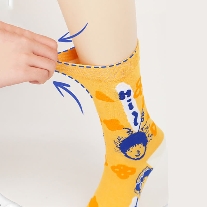 Plus Size Funny Patterns Quarter Socks(5 Pairs)