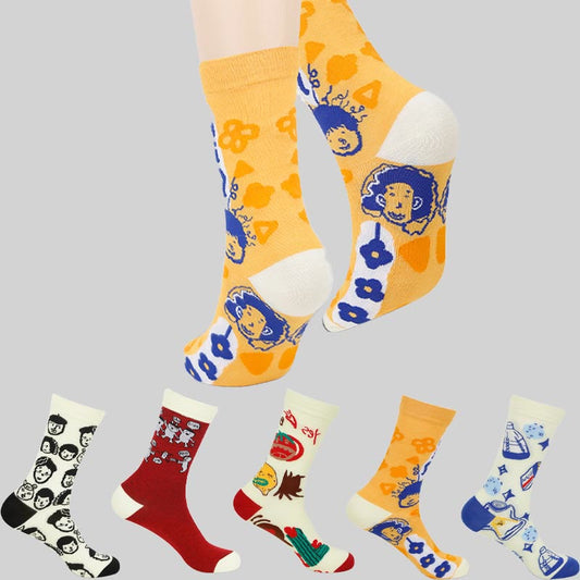 Plus Size Funny Patterns Quarter Socks(5 Pairs)