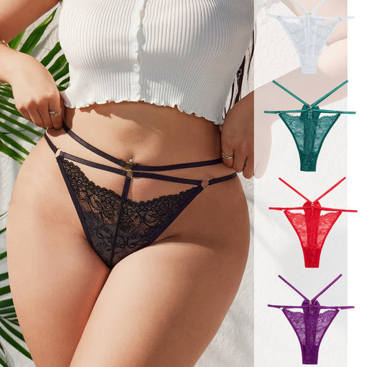 Sexy Hollow Low-Rise Lace Bowknot Thong(3 Packs)