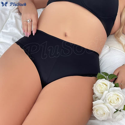 Sexy Mid-waist Lace Ice Silk Brief(2 Packs)