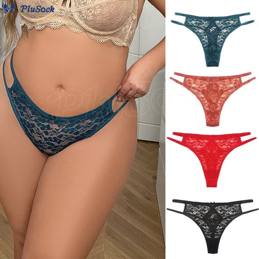 Sexy Transparent Lace Waist Hollow Thong(3 Packs)