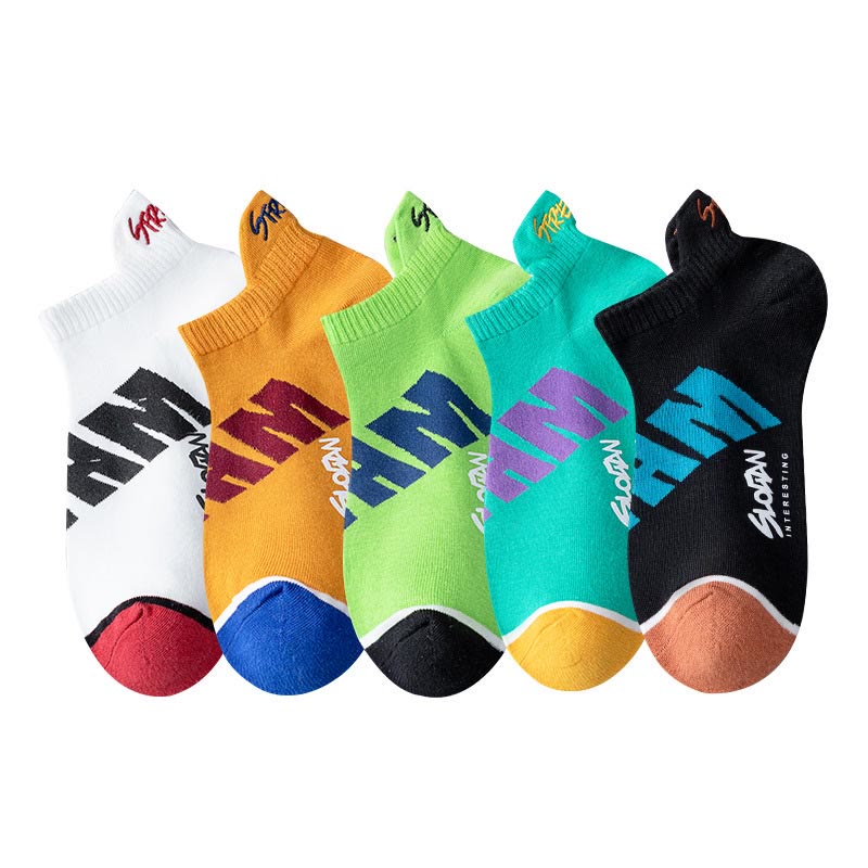 Plus Size Letter Ankle Socks(5 Pairs)