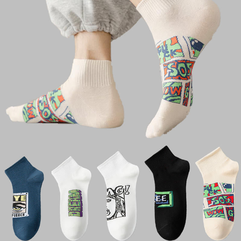 Plus Size Trendy Funny Ankle Socks(5 Pairs)