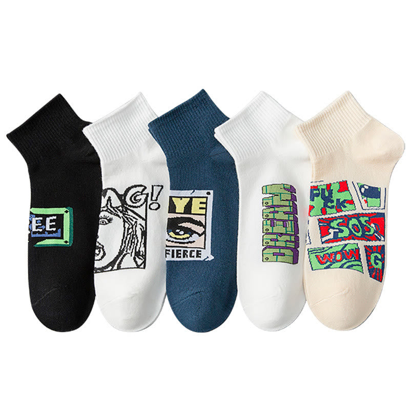 Plus Size Trendy Funny Ankle Socks(5 Pairs)