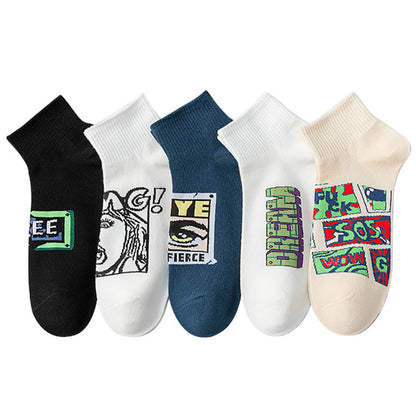 Plus Size Trendy Funny Ankle Socks(5 Pairs)