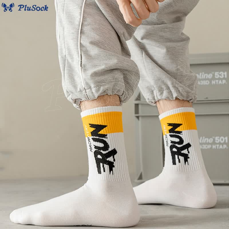 Plus Size Run Letter Quarter Socks(7 Pairs)