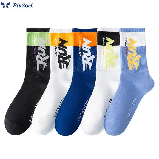 Plus Size Run Letter Quarter Socks(7 Pairs)