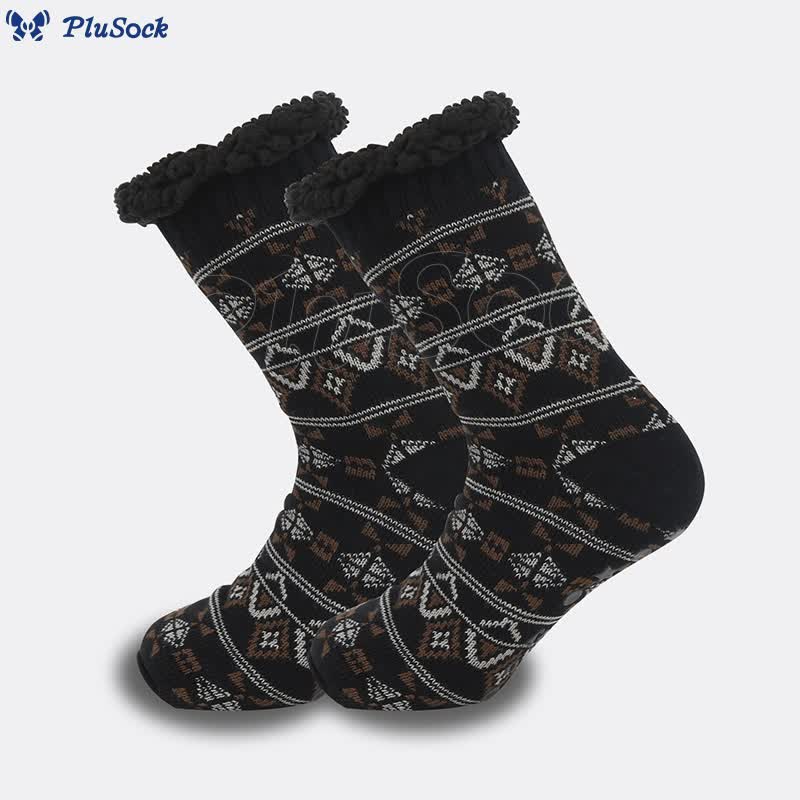 Plus Size Grid Rhombus Slipper Socks(2 Pairs)