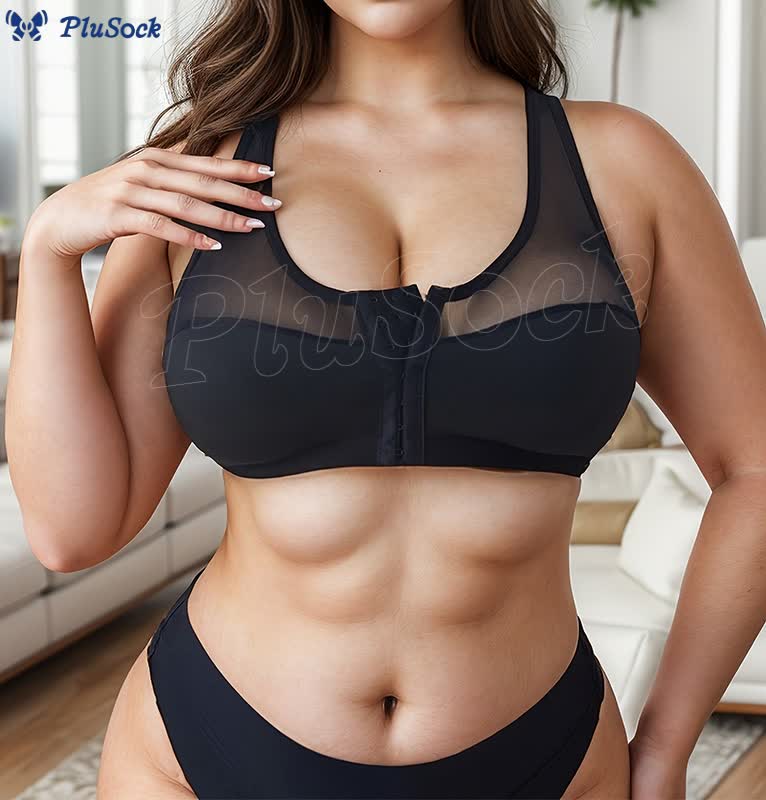 Sexy Mesh Front Closure Wireless Push Up Bra