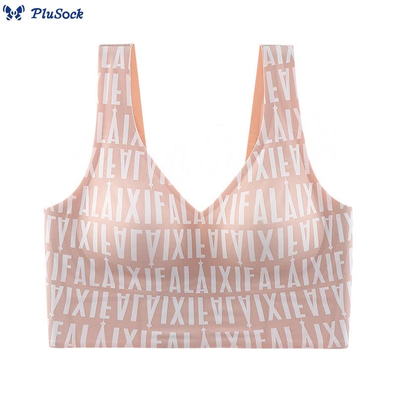 Plus Size Letter Beautiful Back Sexy Push Up Wireless Bra