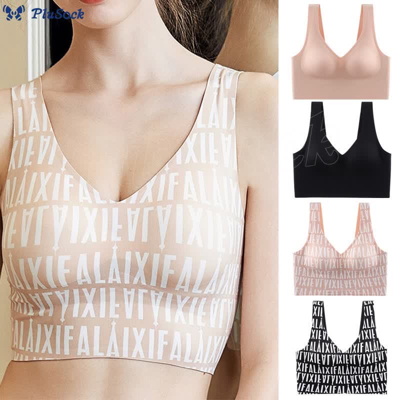 Plus Size Letter Beautiful Back Sexy Push Up Wireless Bra