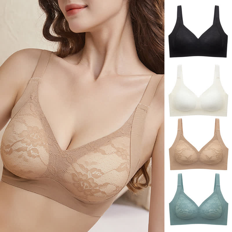 Plus Size Push-up Fixed Cup Seamless Wireless Bra