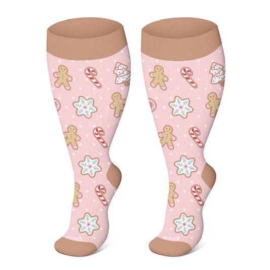 FREE Today: Plus Size Pink Snowflakes Compression Socks