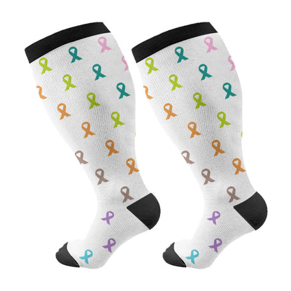 Free Today: Plus Size Breast Cancer Logo Compression Socks