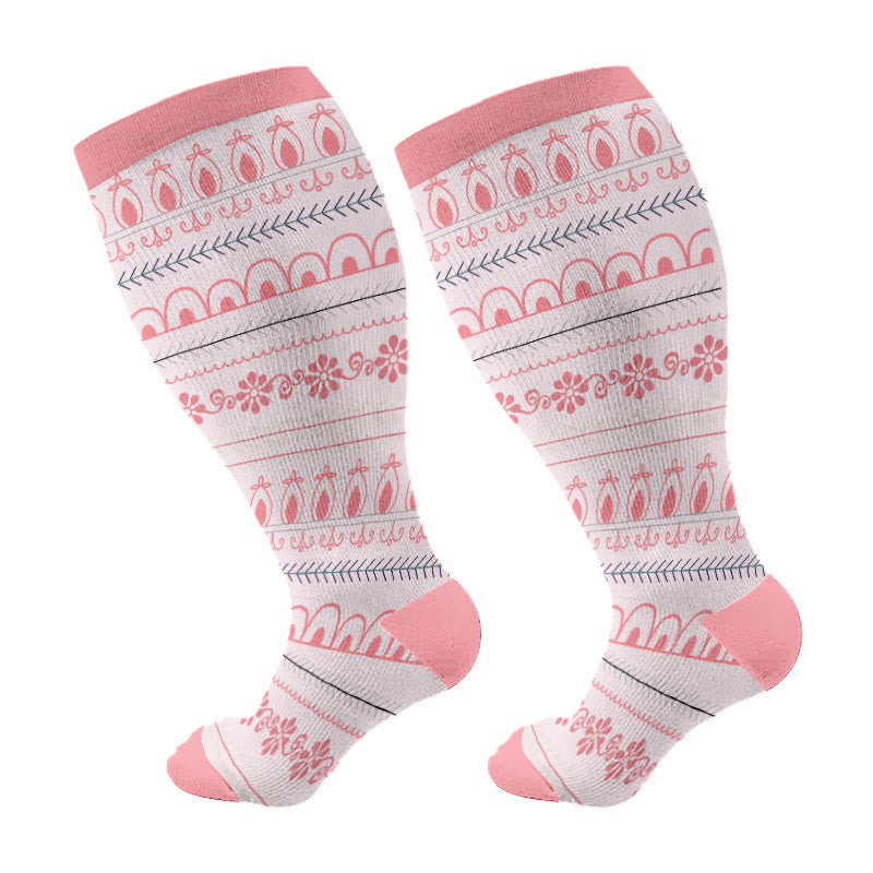 Free Today: Plus Size Pink Texture Compression Socks