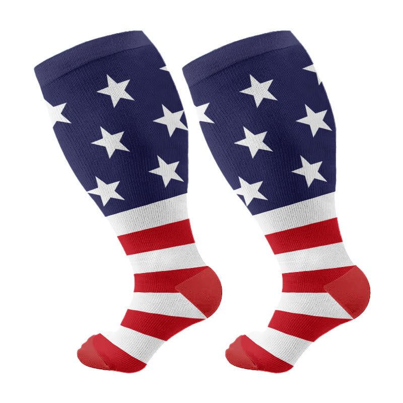 Free Today: Plus Size Stars Stripes Compression Socks