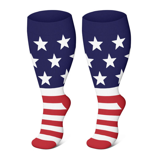 Free Today: Plus Size Stars Stripes Compression Socks