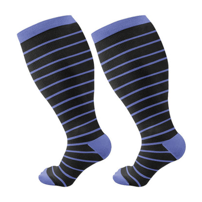 Free Today: Plus Size Purple Stripes Compression Socks