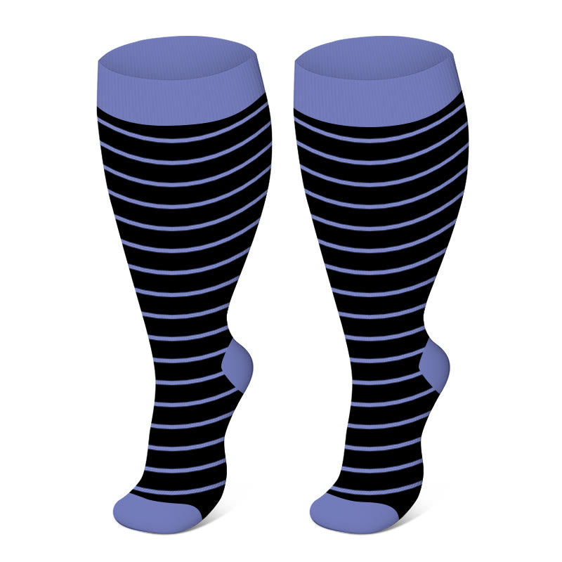 Free Today: Plus Size Purple Stripes Compression Socks