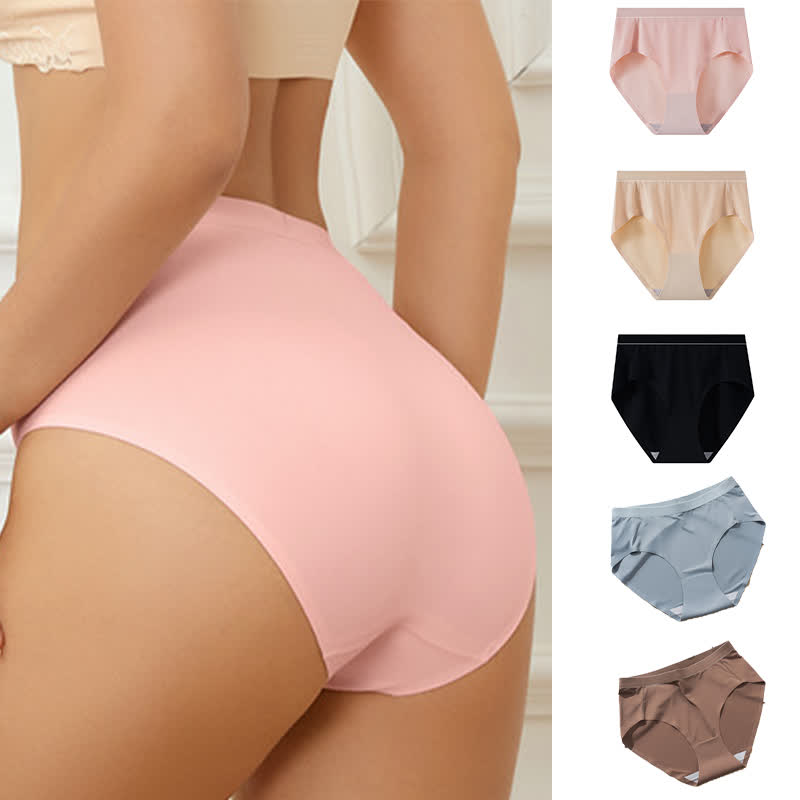 Simple Solid Color High Waist Seamless Panty(3 Packs)