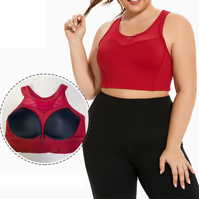 Mesh Stitching Shockproof Sports Bra