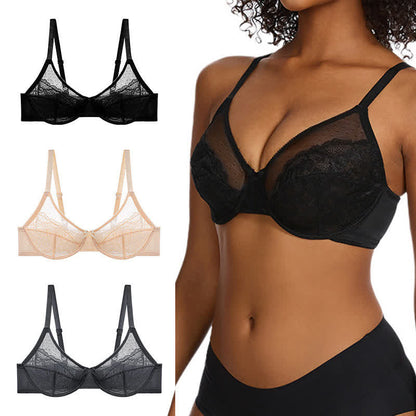 Plus Size Sexy Lightweight Lace Push-up Underwire Bra