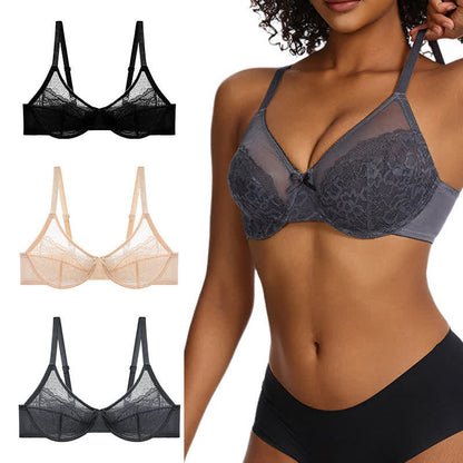 Plus Size Sexy Lightweight Lace Push-up Underwire Bra