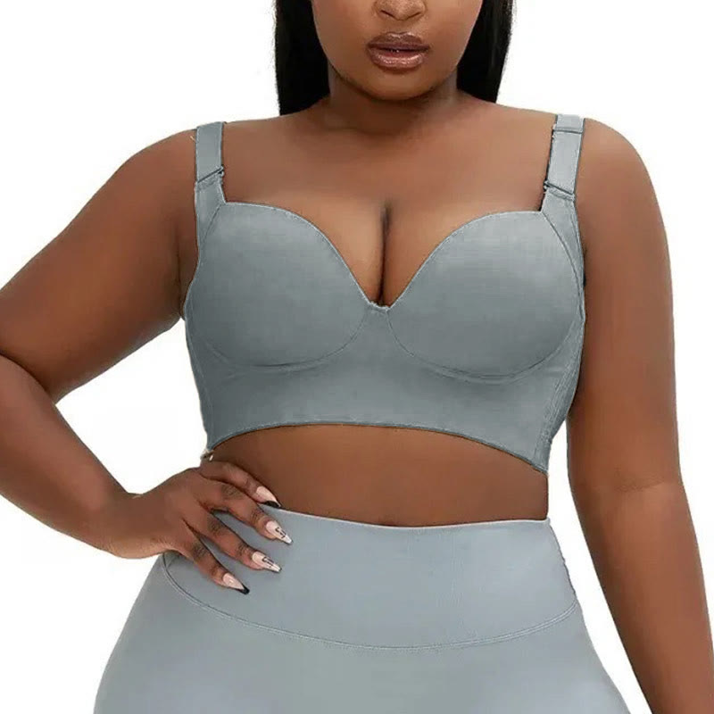 Plus Size Deep V Grey Full Coverage Bras