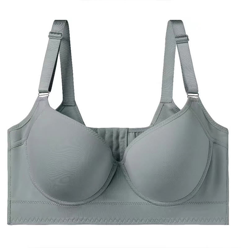 Plus Size Deep V Grey Full Coverage Bras