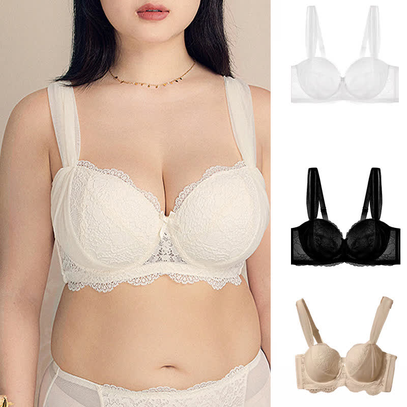 Thin Lace Minimizer Push Up Underwire Bra