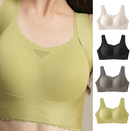 Wavy Edge Full Cup Thin Push Up Wireless Bra